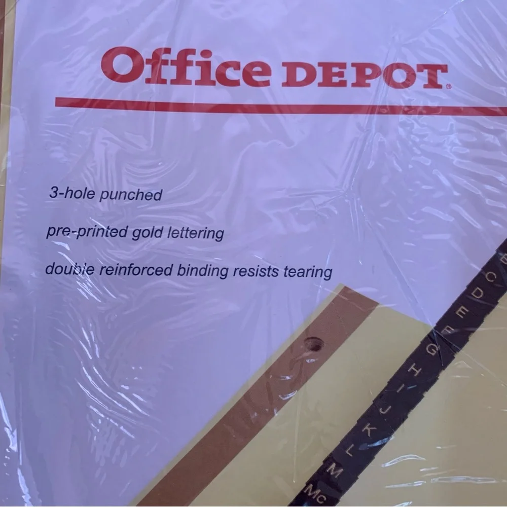 Index Dividers w Alphabetical Tabs Office Depot 3 hole punched Binder Dividers